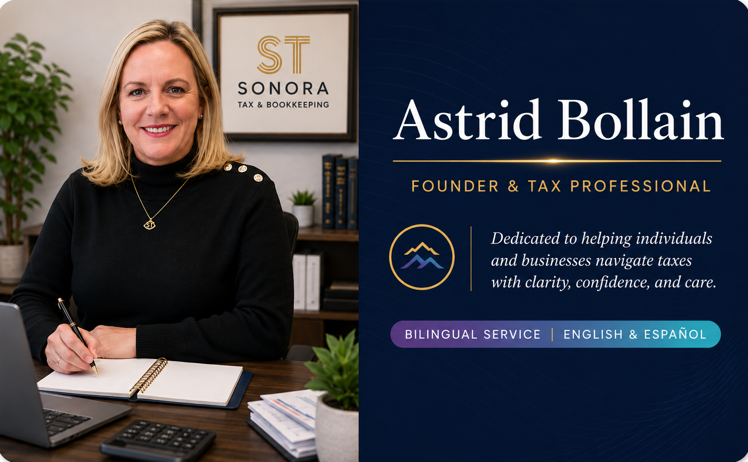 Astrid Ramos at her Sonora Tax & Bookkeeping office in Carrboro, NC
